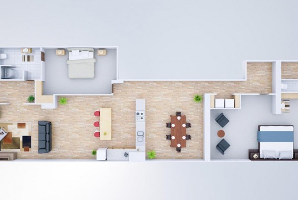 Condo floor plan 3d render